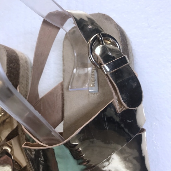 Stradivarius 39 Gold Metallic Espadrille Sandals - Picture 8 of 8